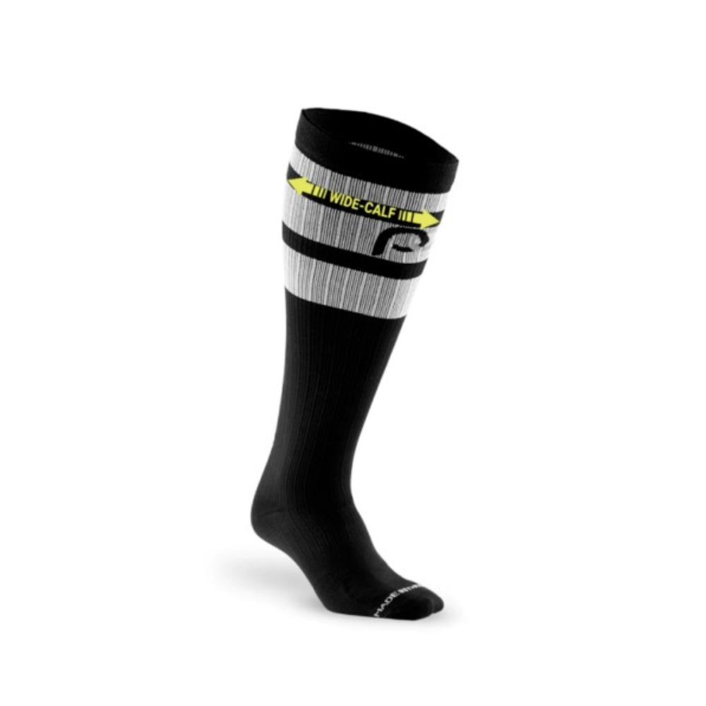 NWOT Pro Compression Wide Calf Black Classic Strip Knee High Compression Socks